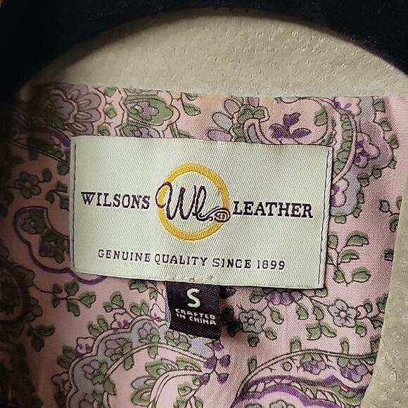 Wilsons Vintage Leather Blazer Button Up Lined Jacket Khaki Tan Womens Small - Picture 2 of 11